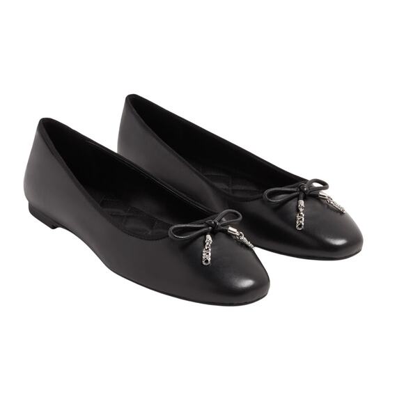 Michael Kors Nori Leather Ballet Flat Black Size 8 - Picture 1 of 8